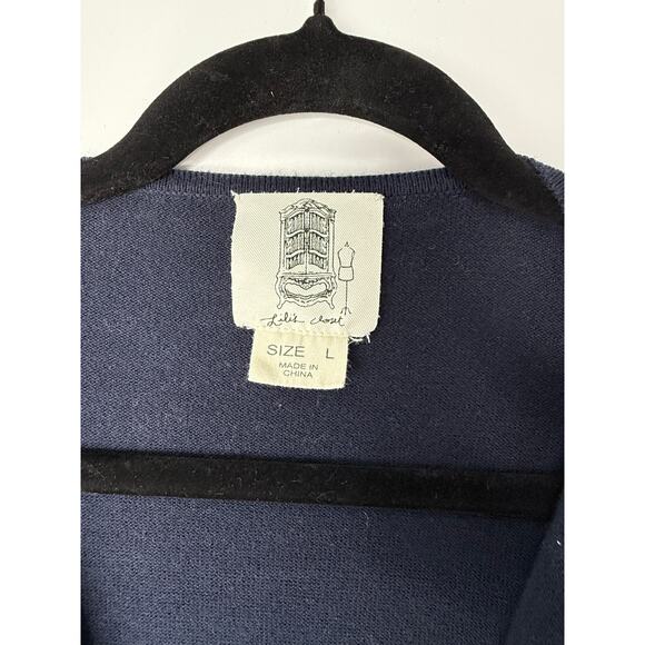 Anthropologie Lili’s Closet Striped Open Front Cardigan L Navy Multi Colorblock - Picture 4 of 7